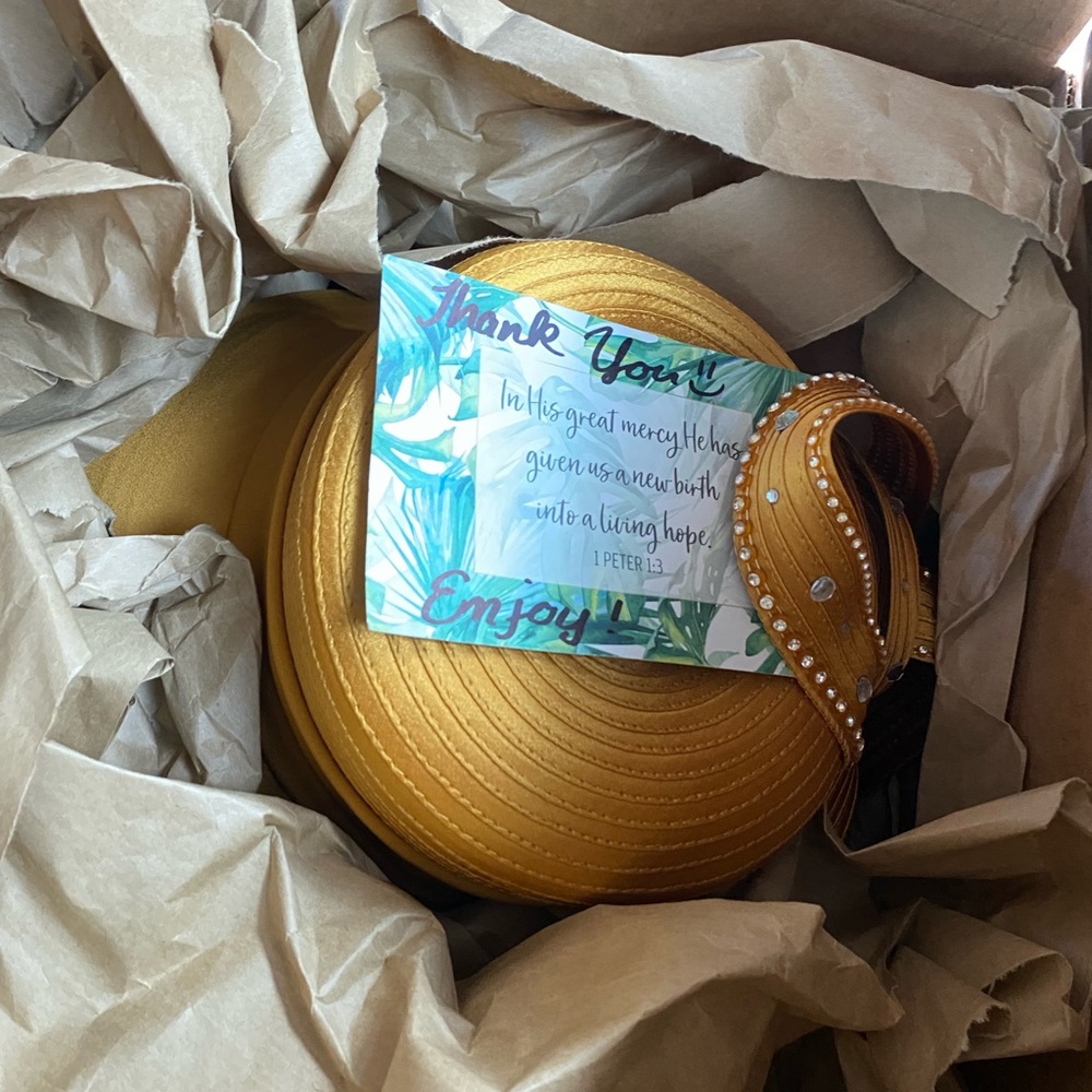 All hats are as seen on photos